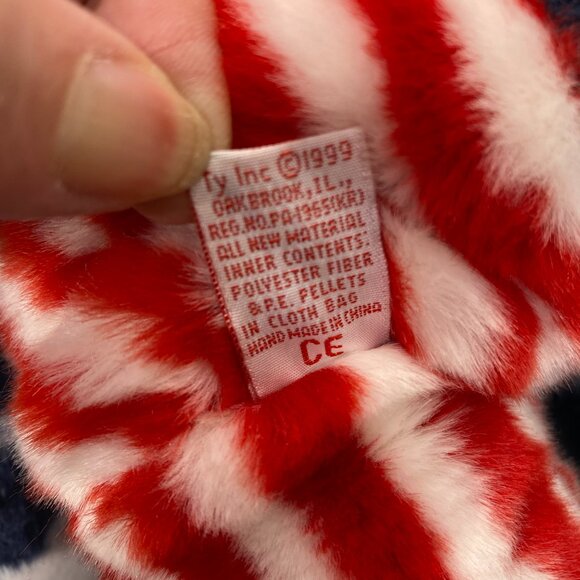 Ty Beanie Buddies 1999 Spangle Red White Blue Patriotic Flag Bear - Picture 9 of 9